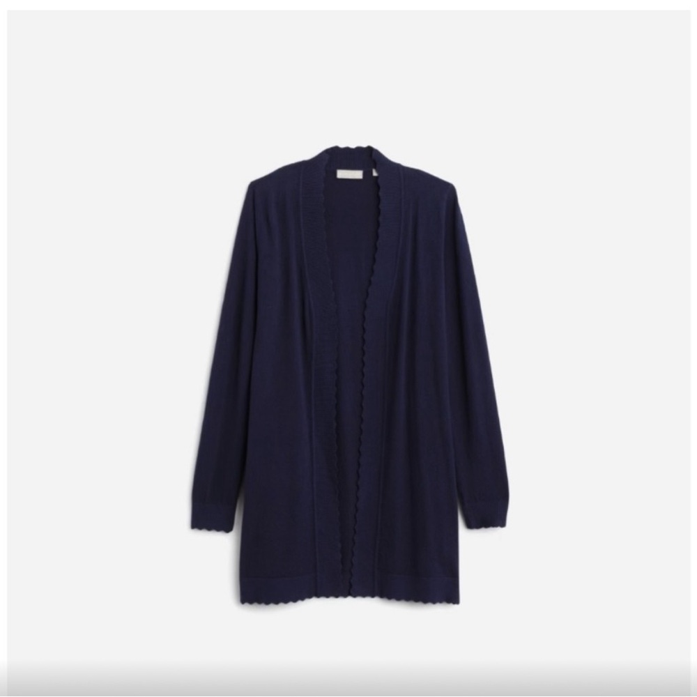 Evolution by Cyrus Davison Scalloped Edge Cardigan size Small Navy NWT - Picture 3 of 9